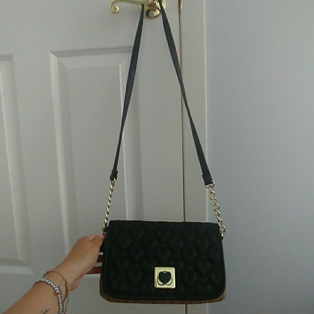Betsy Johnson Black and Tan Satchel